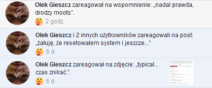 Olek G.: przykładowe reakcje na moje posty